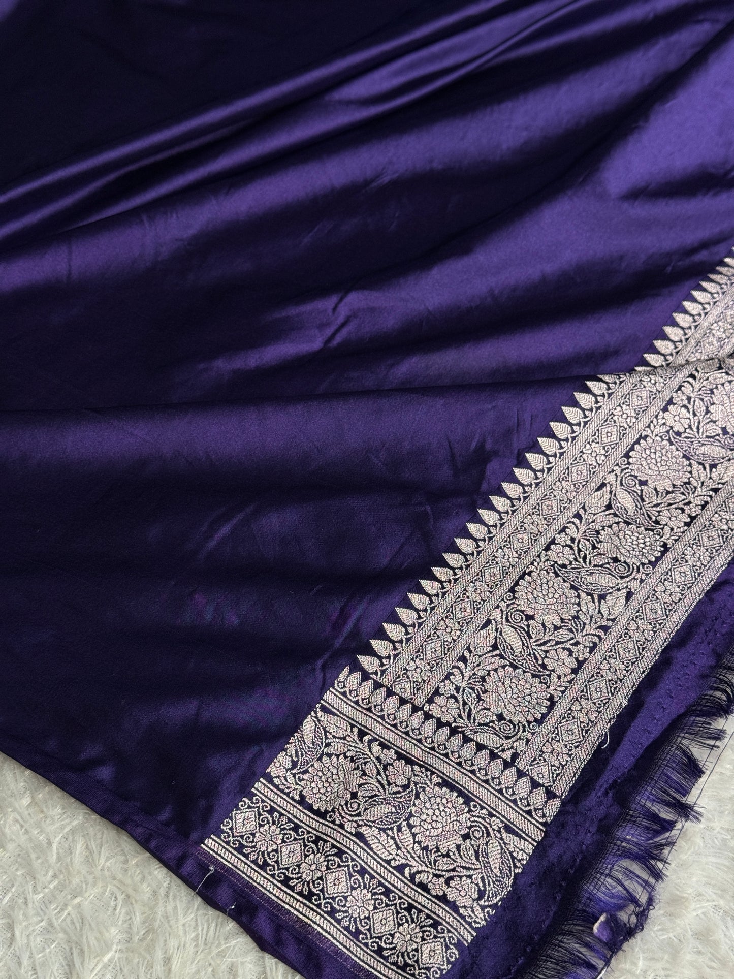Dark purple colour premium Banarasi Mashru silk saree MK328