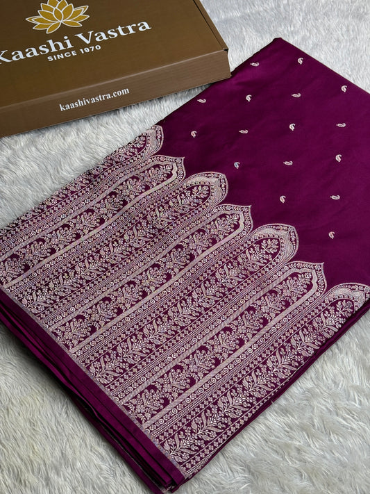 Dark Purple color premium Banarasi Mashru katan silk saree MK189