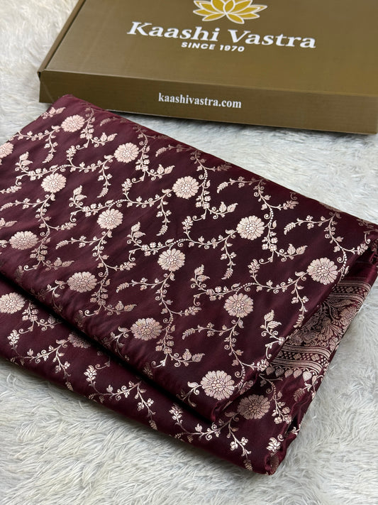Coffee brown color premium Banarasi Mashru katan silk saree MK265