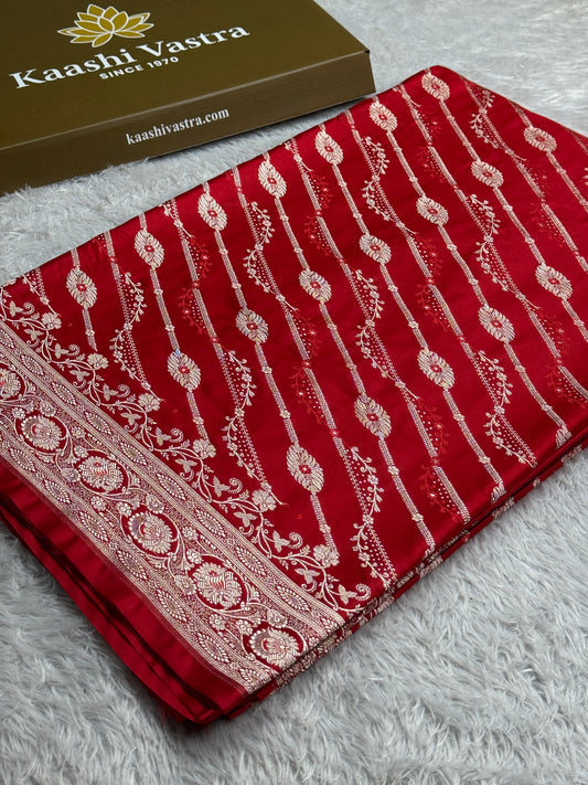 Red color premium Banarasi Mashru katan silk saree MK238