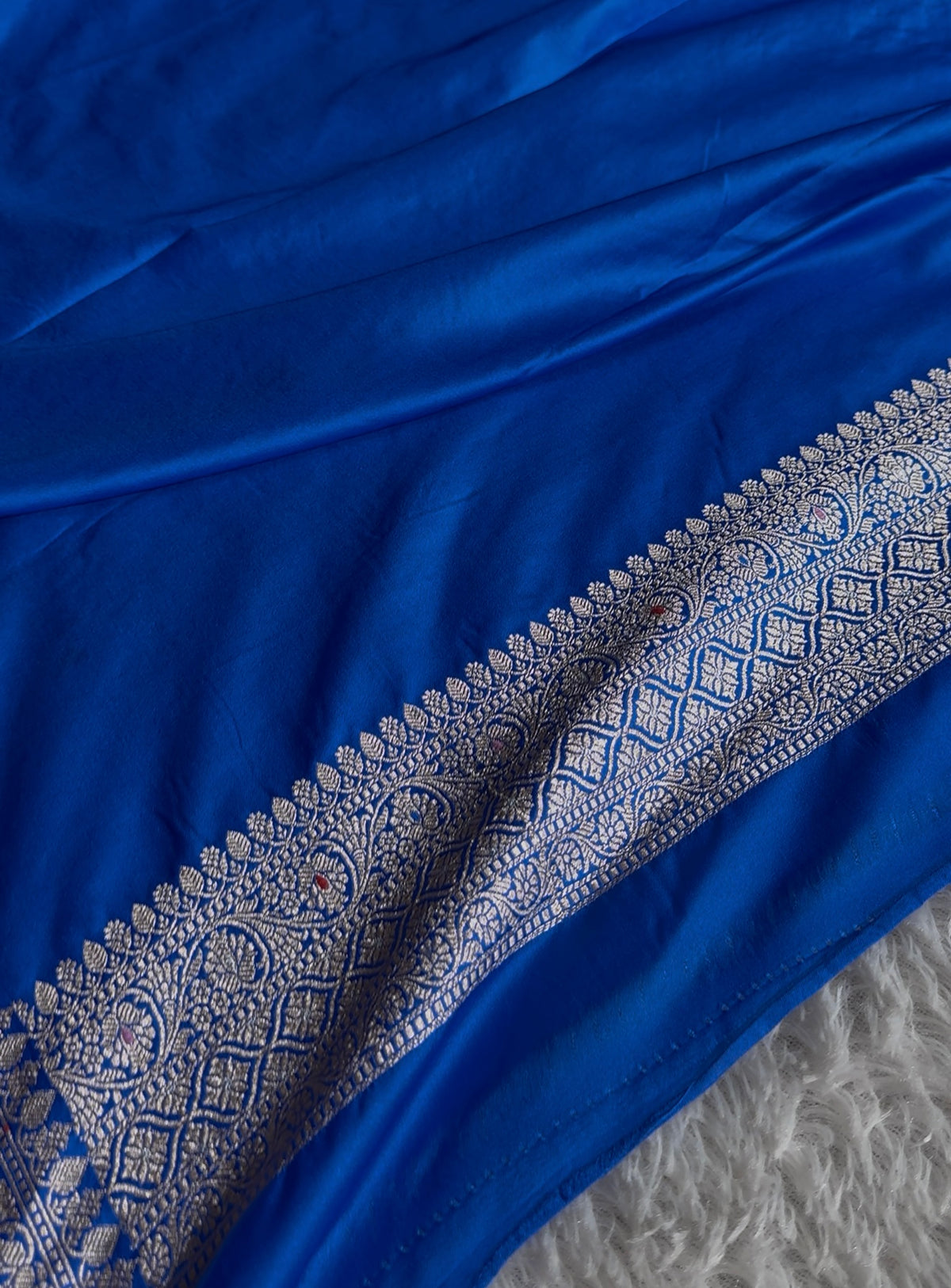 Royal blue premium Banarasi Mashru katan silk saree MK206