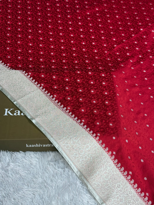 Maroon with off white colour premium Banarasi Mashru katan silk saree MK248