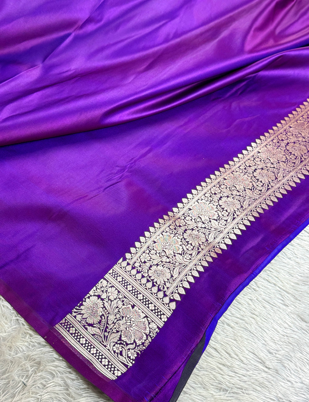 Dark Purple color jaal premium Banarasi Mashru katan silk saree MK265