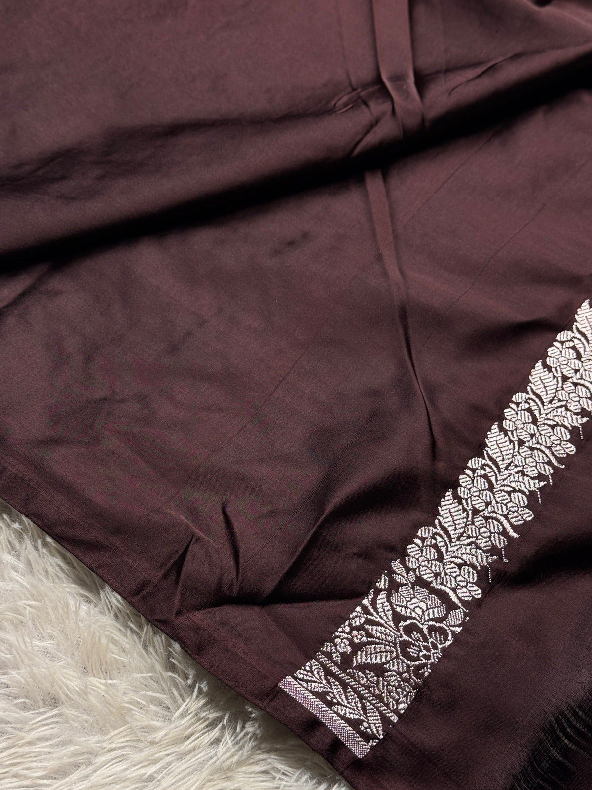 Coffee brown premium tilfi Mashru katan silk saree MK247