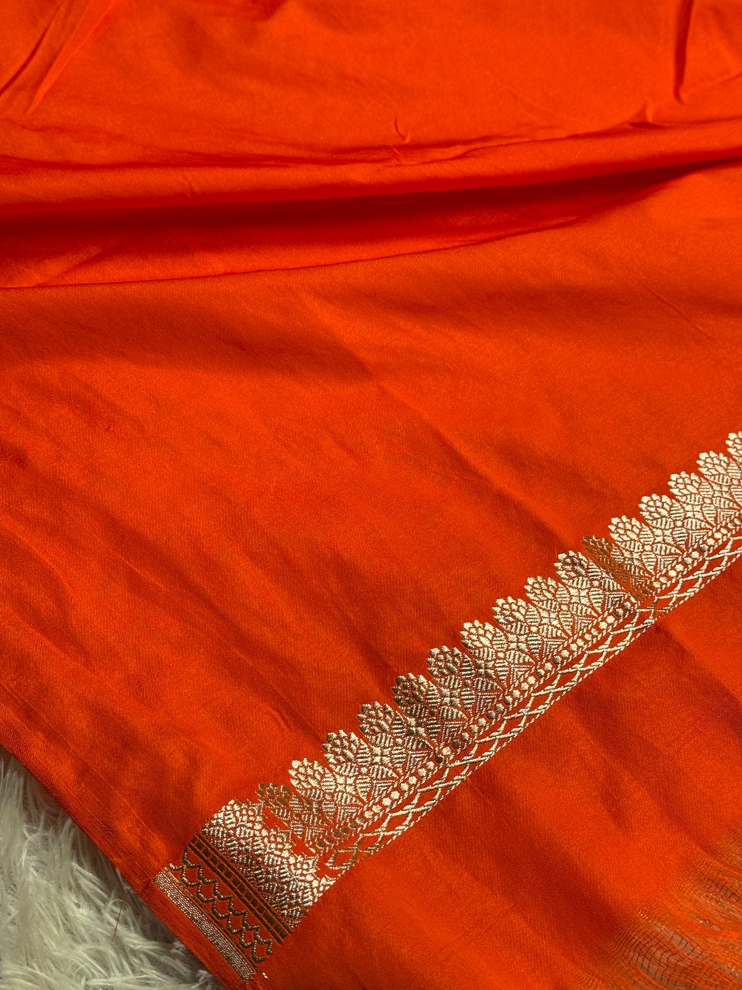 Orange colour premium Banarasi Mashru katan silk saree MK263