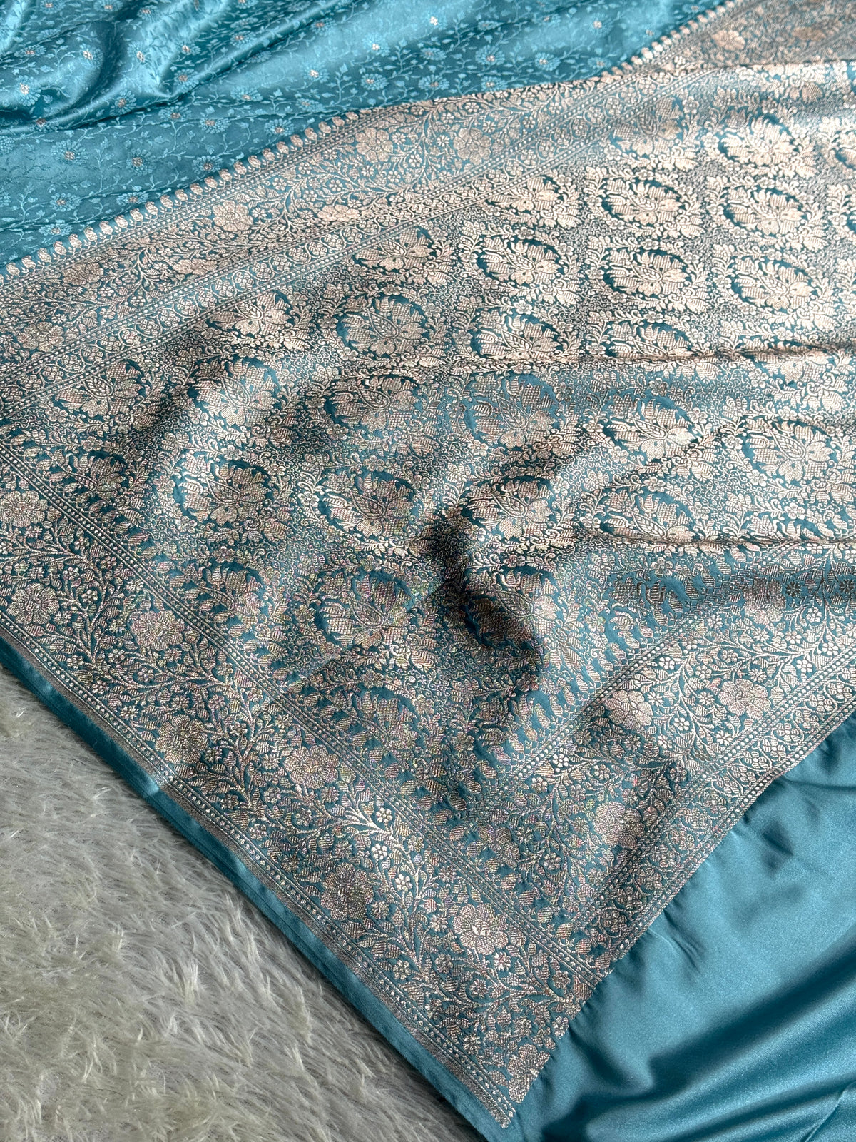 Light blue premium Banarasi Mashru katan silk saree MK261