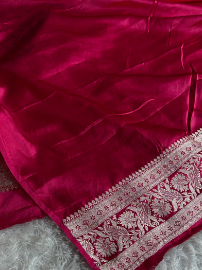 Navy with rani pink premium Banarasi Mashru katan silk saree MK182