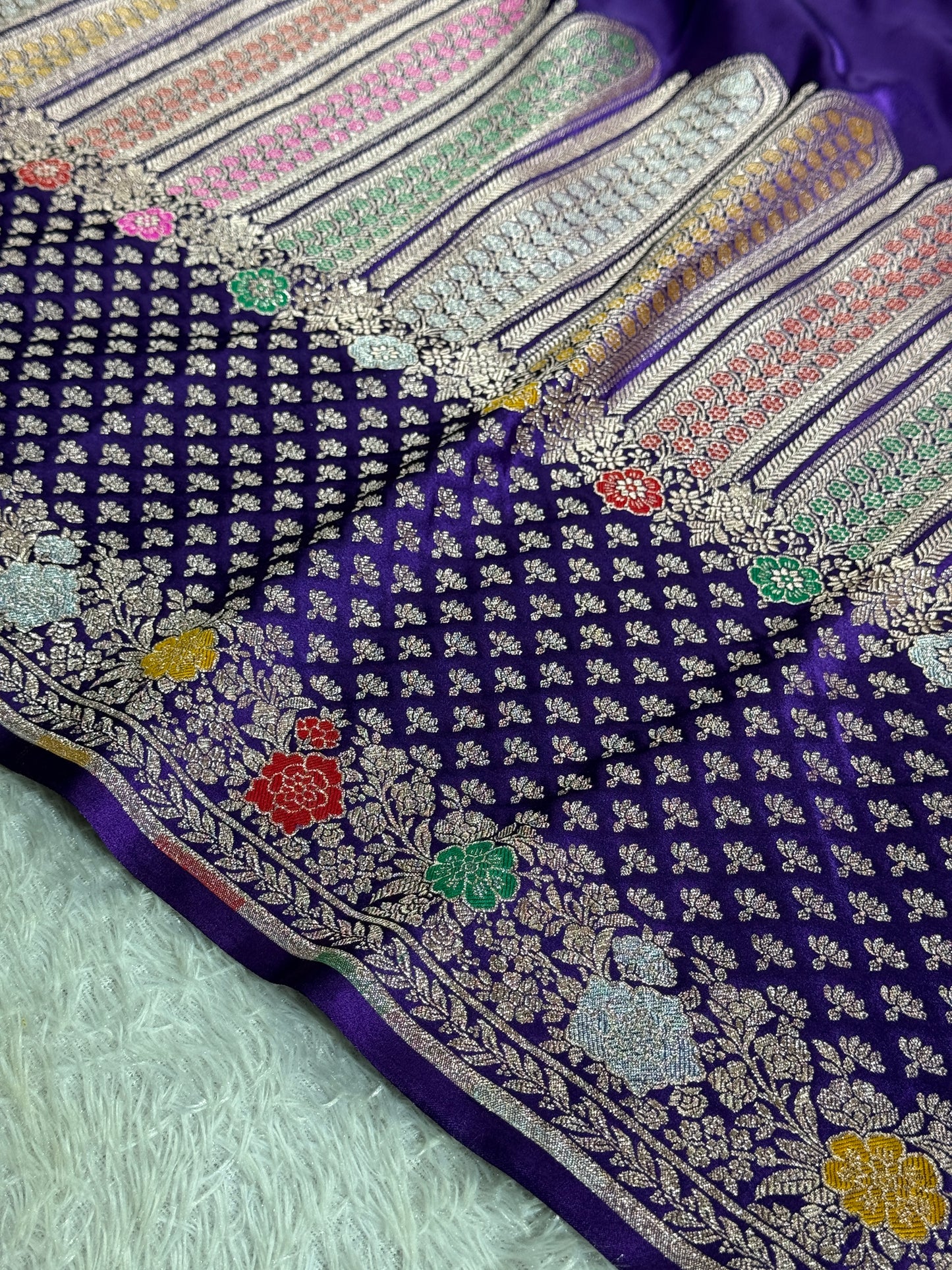 Dark purple premium Banarasi Mashru katan silk saree MK247