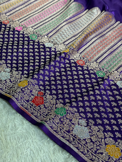 Dark purple premium Banarasi Mashru katan silk saree MK247