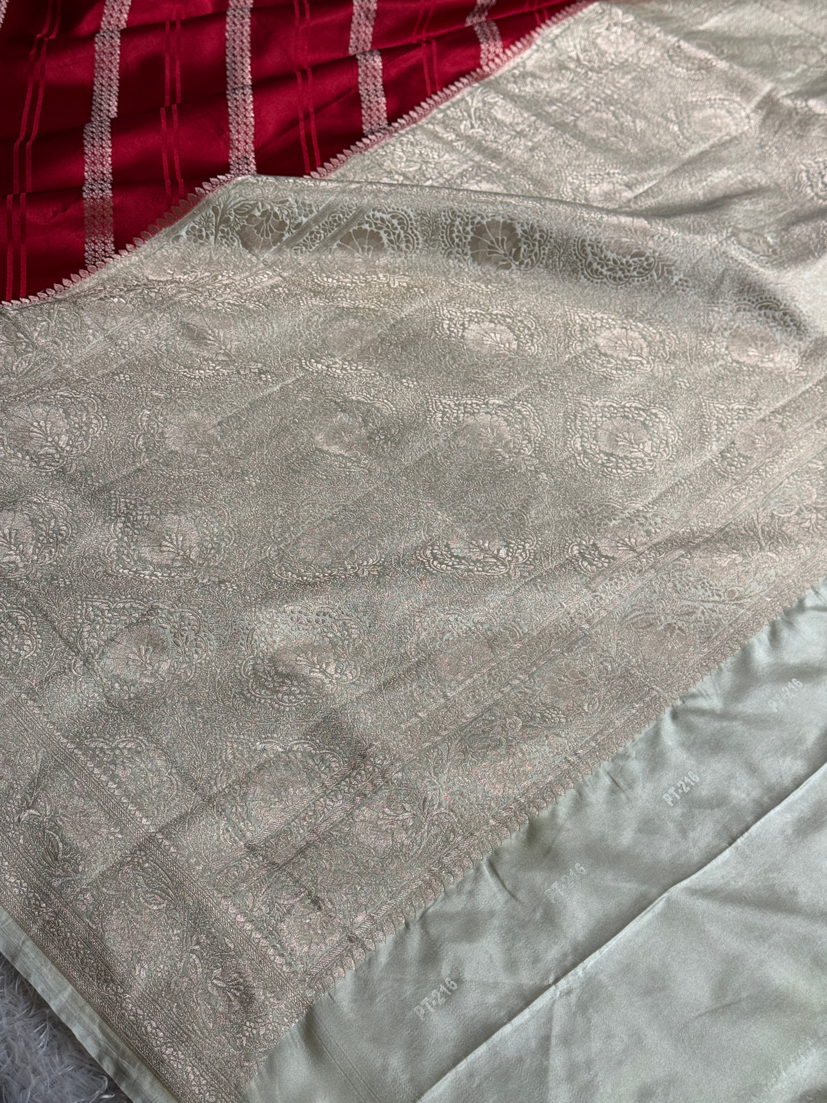 Maroon with off white colour premium Banarasi Mashru katan silk saree MK342