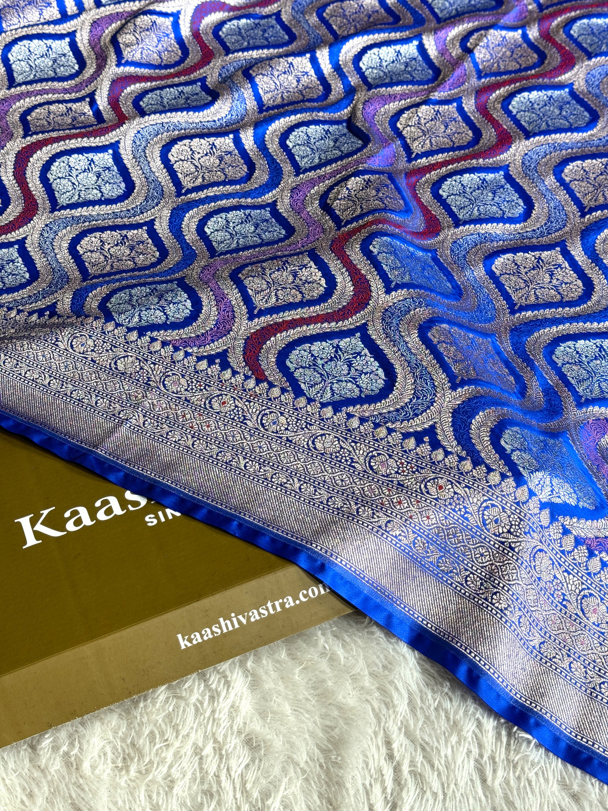 Royal blue premium Banarasi Mashru katan silk saree MK206