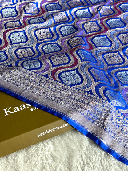 Royal blue premium Banarasi Mashru katan silk saree MK206