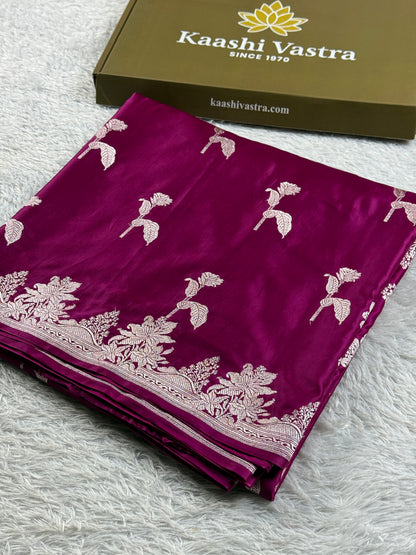 Majanta colour premium Banarasi Mashru katan silk saree MK275