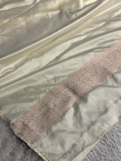 Purple with off white colour premium Banarasi Mashru katan silk saree MK313