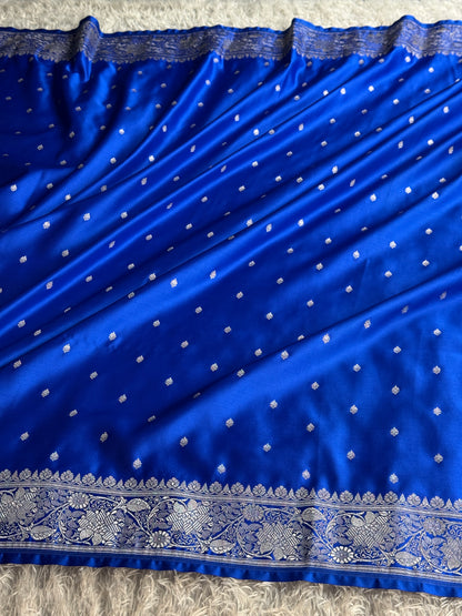 Royal blue colour premium Banarasi Mashru katan silk saree MK340