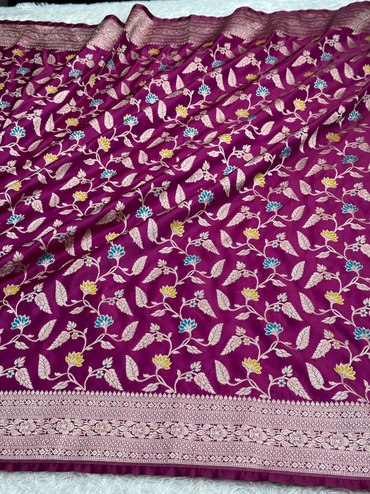 Majanta colour premium Banarasi tilfi Mashru katan silk saree MK318