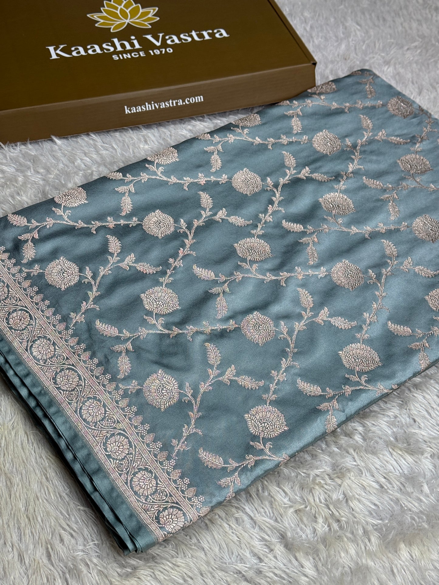 Pastel light blue premium Banarasi Mashru katan silk saree MK250
