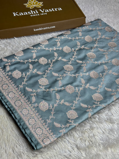 Pastel light blue premium Banarasi Mashru katan silk saree MK250