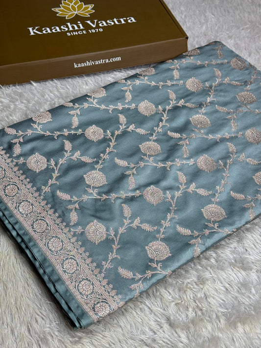 Pastel light blue premium Banarasi Mashru katan silk saree MK250