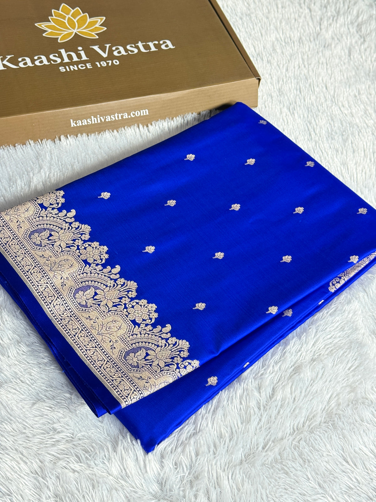 Royal blue colour premium Banarasi Mashru katan silk saree MK307