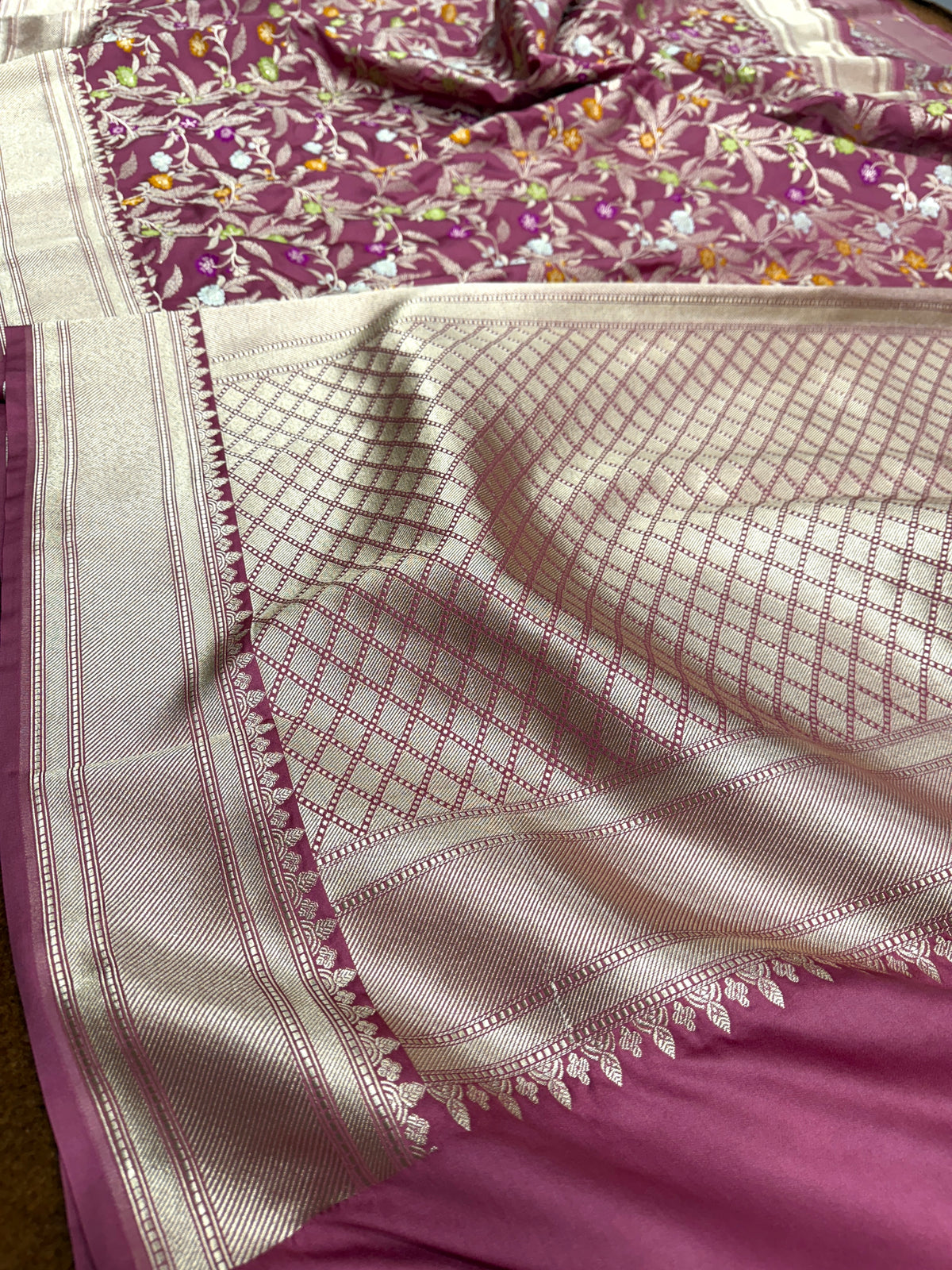 Onion pink premium Banarasi Mashru katan silk saree MK184