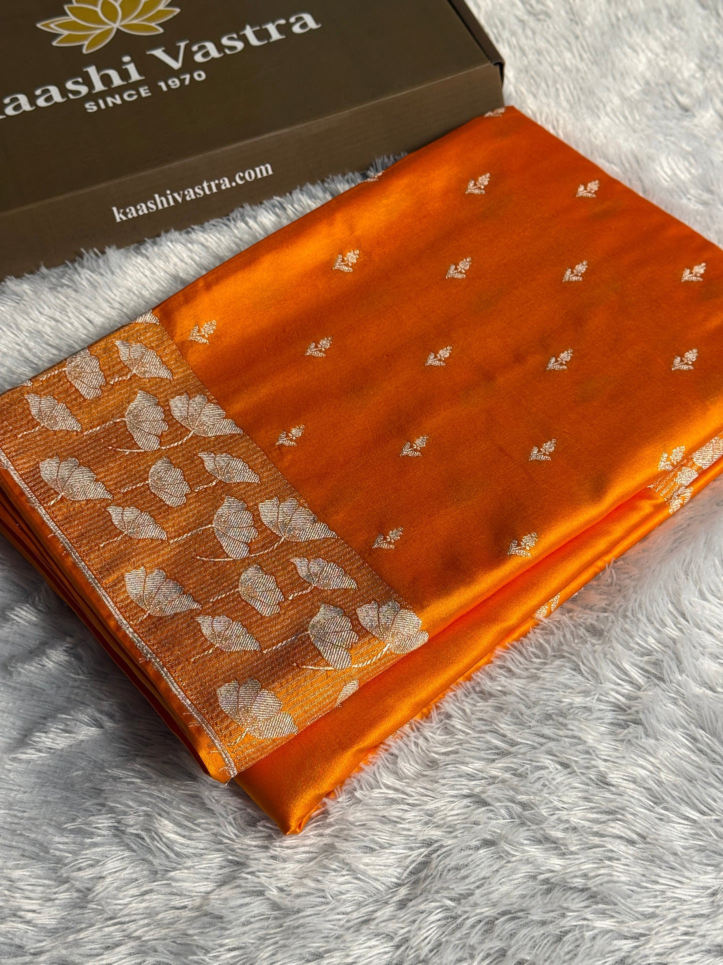 Orange colour premium Banarasi Mashru katan silk saree MK306
