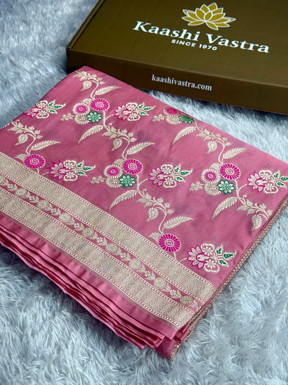 Pink color premium Banarasi tilfi Mashru katan silk saree MK188