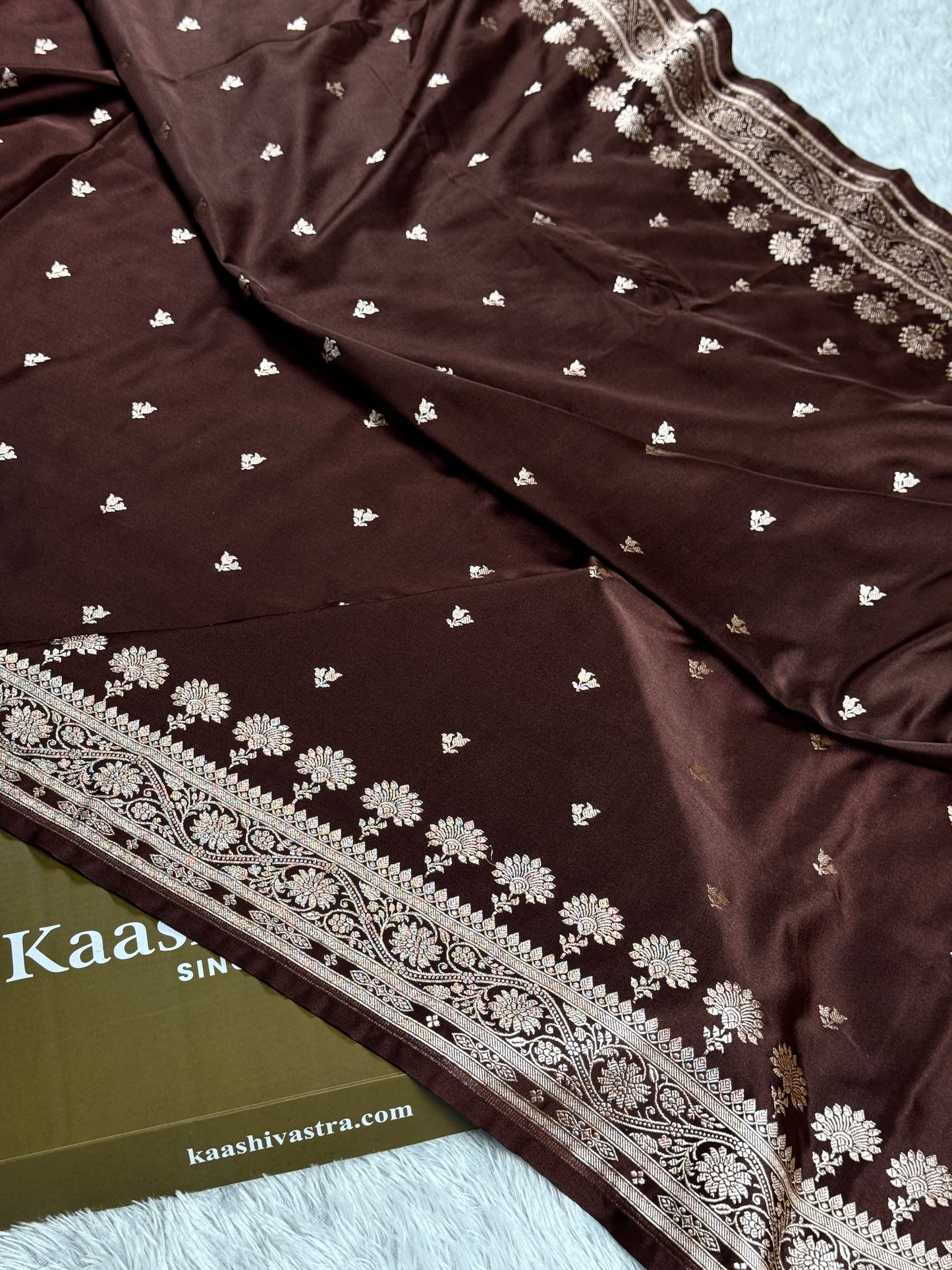 Coffee brown color premium Banarasi Mashru katan silk saree MK266