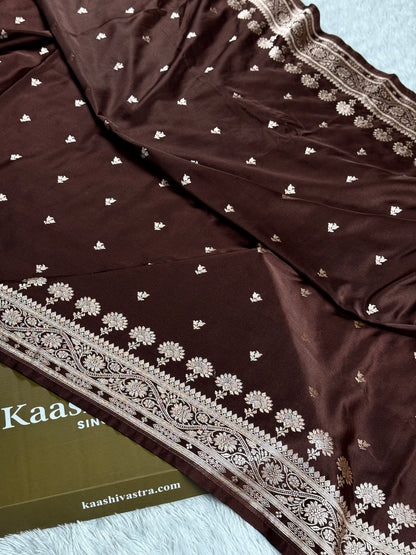 Coffee brown color premium Banarasi Mashru katan silk saree MK266