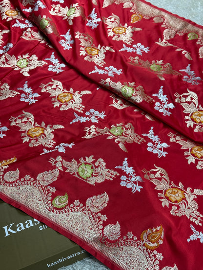 Red color premium Banarasi tilfi Mashru katan silk saree MK266