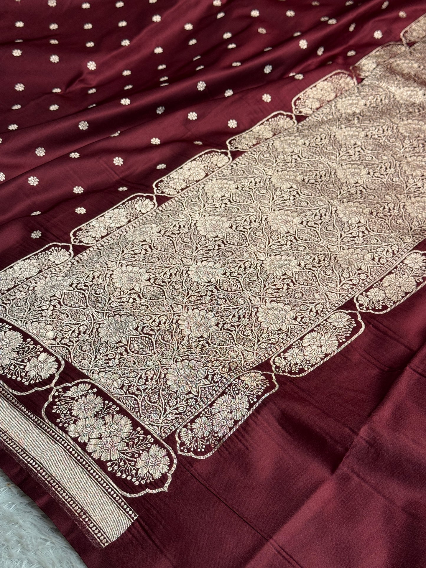 Brown colour premium Banarasi Mashru katan silk saree MK302