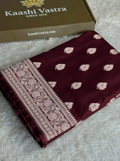 Coffee brown colour premium Banarasi Mashru katan silk saree MK348