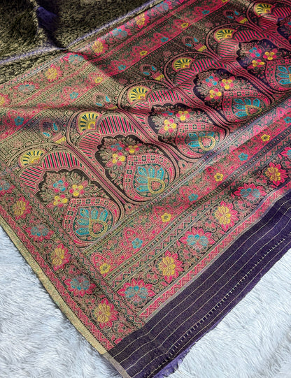 Purple colour premium banarasi soft tissue silk saree TS111
