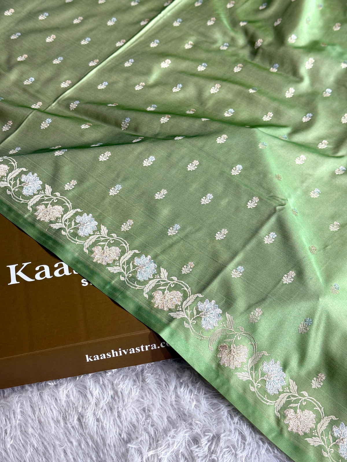 Pista color premium Banarasi Mashru katan silk saree MK237