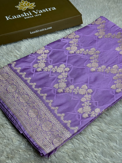 Lavender colour premium Banarasi Mashru katan silk saree MK255