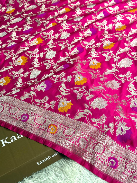 Hot pink premium Banarasi tilfi Mashru katan silk saree MK246