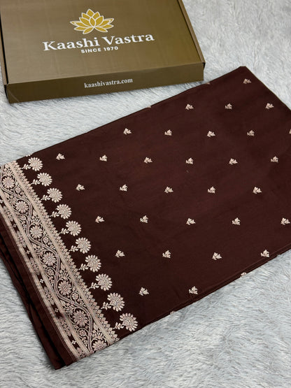 Coffee brown color premium Banarasi Mashru katan silk saree MK266