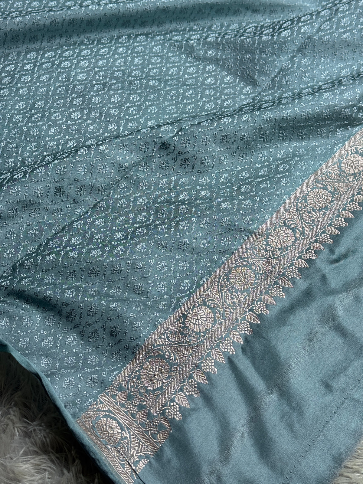 Pastel light blue premium Banarasi Mashru katan silk saree MK250