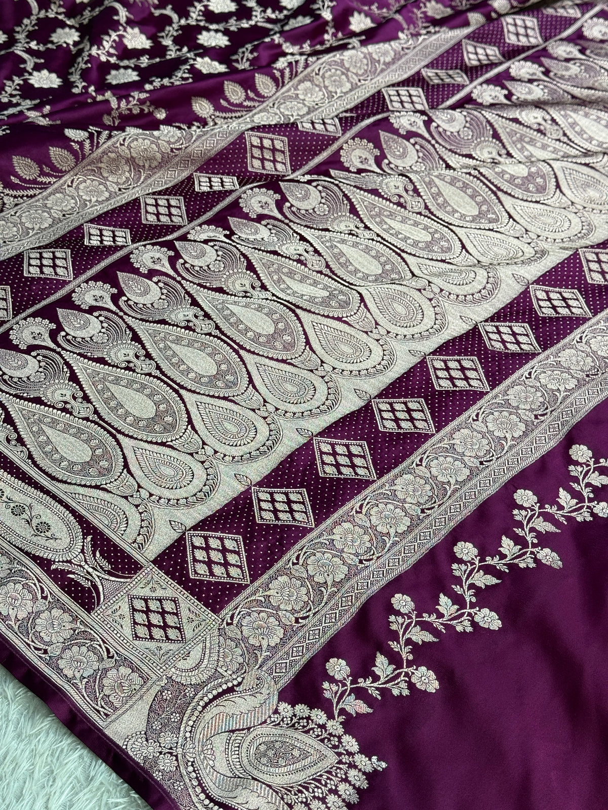 Majanta colour premium Banarasi Mashru katan silk saree MK327