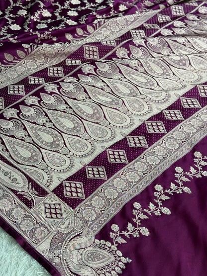 Majanta colour premium Banarasi Mashru katan silk saree MK327