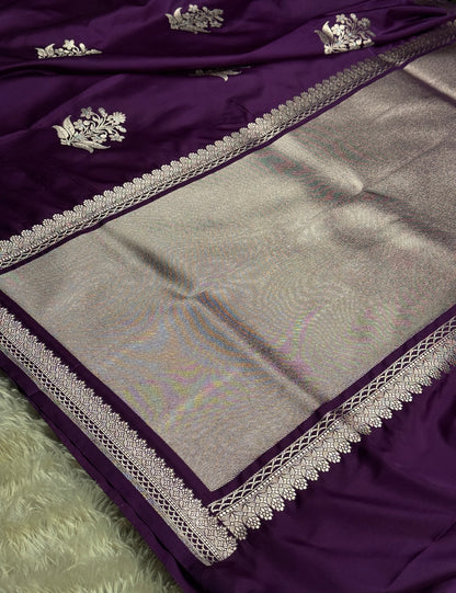 Purple color premium Banarasi Mashru katan silk saree MK264