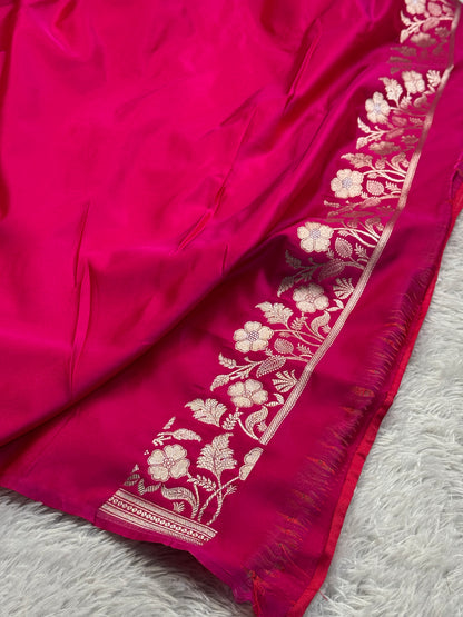 Rani pink color premium Banarasi Mashru katan silk saree MK239