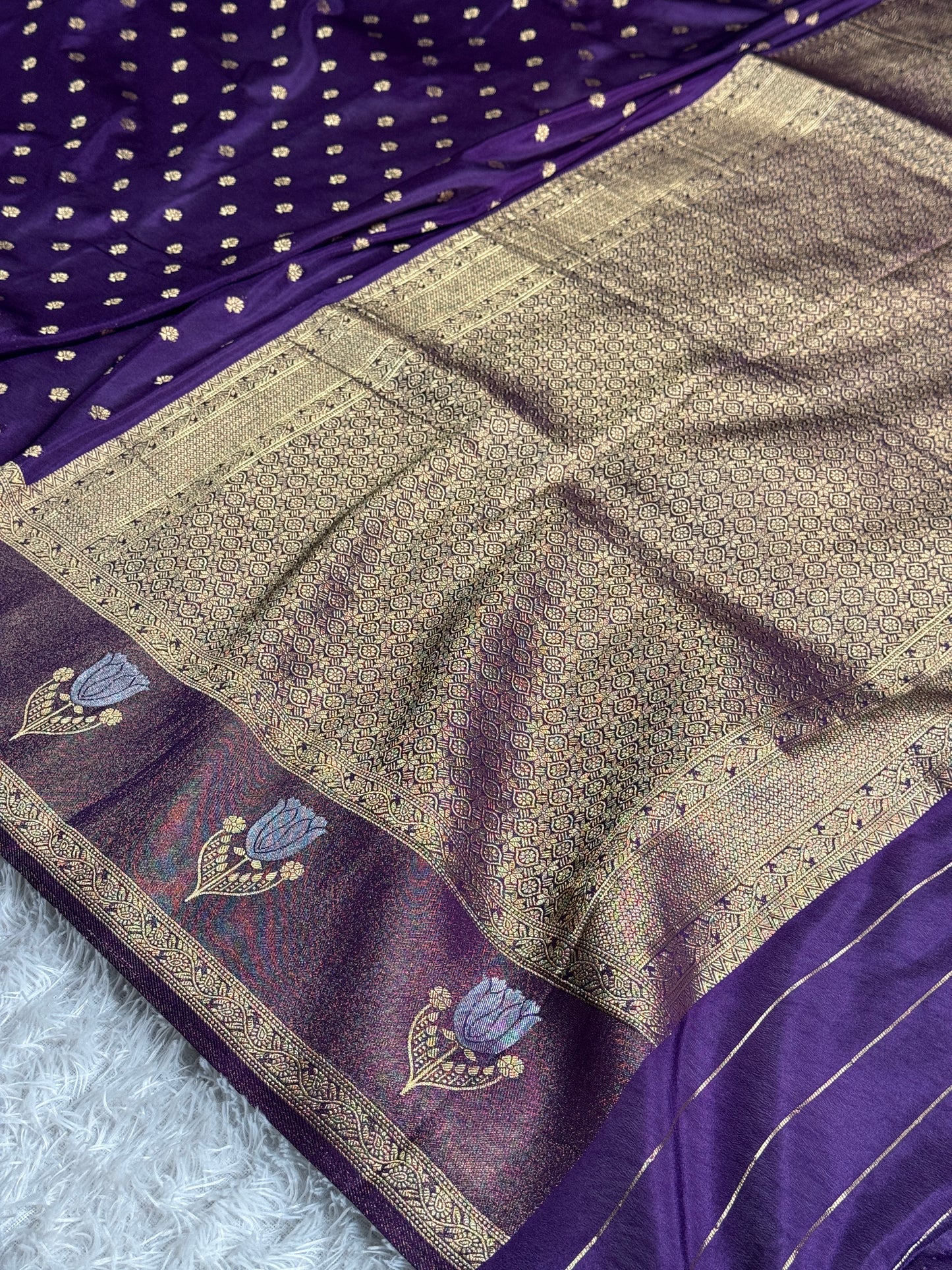 Purple colour premium Banarasi georgette silk saree CR117