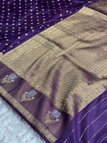 Purple colour premium Banarasi georgette silk saree CR117