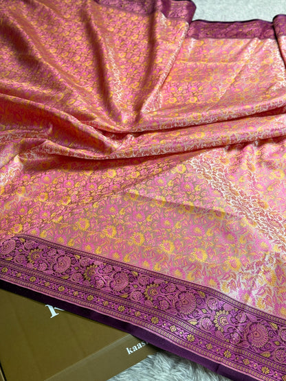 Pink color premium jamawar katan tanchui soft silk saree JKT101