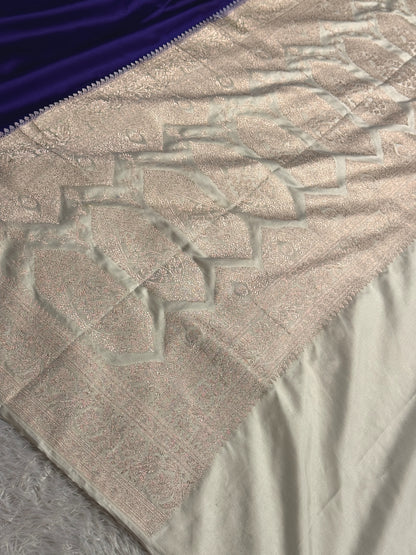 Purple with off white colour premium Banarasi Mashru katan silk saree MK313