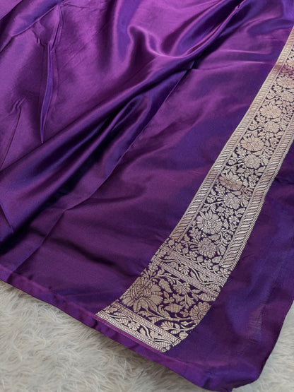 Purple color premium Banarasi Mashru katan silk saree MK227