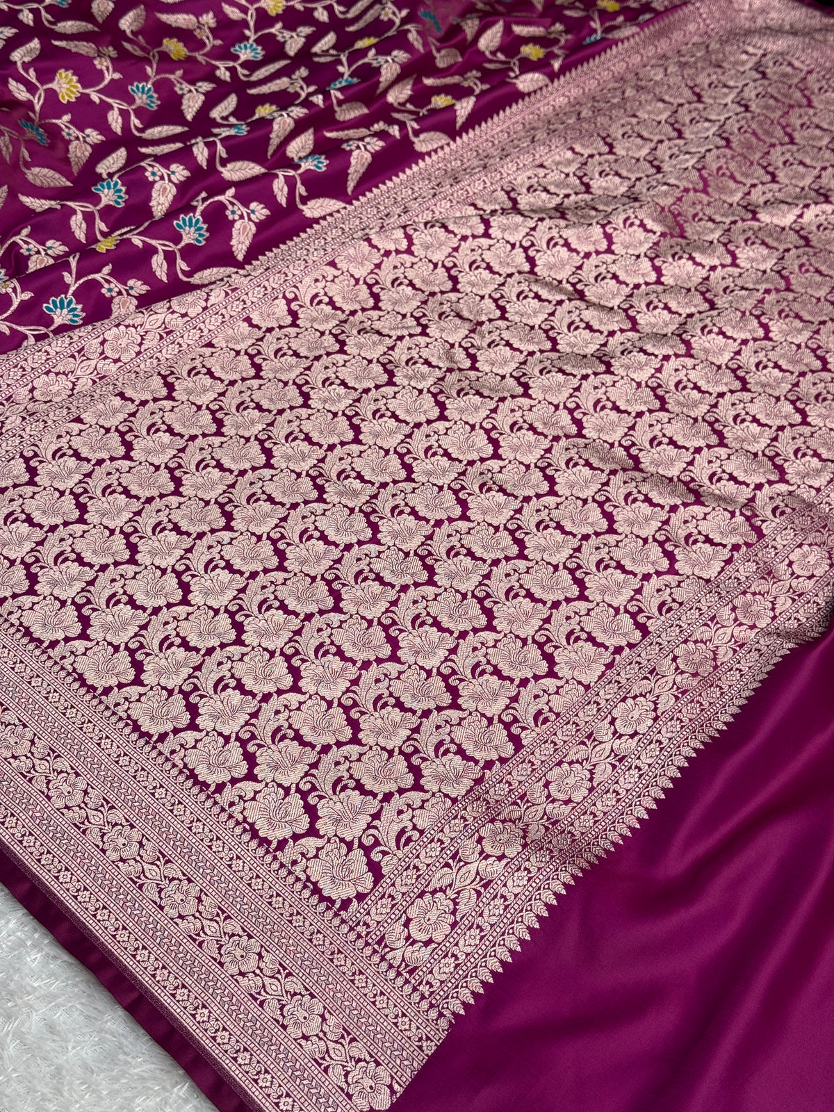 Majanta colour premium Banarasi tilfi Mashru katan silk saree MK318