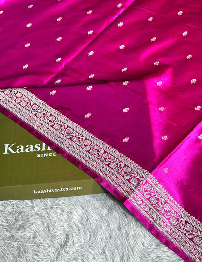 Rani pink premium Banarasi Mashru katan silk saree MK271
