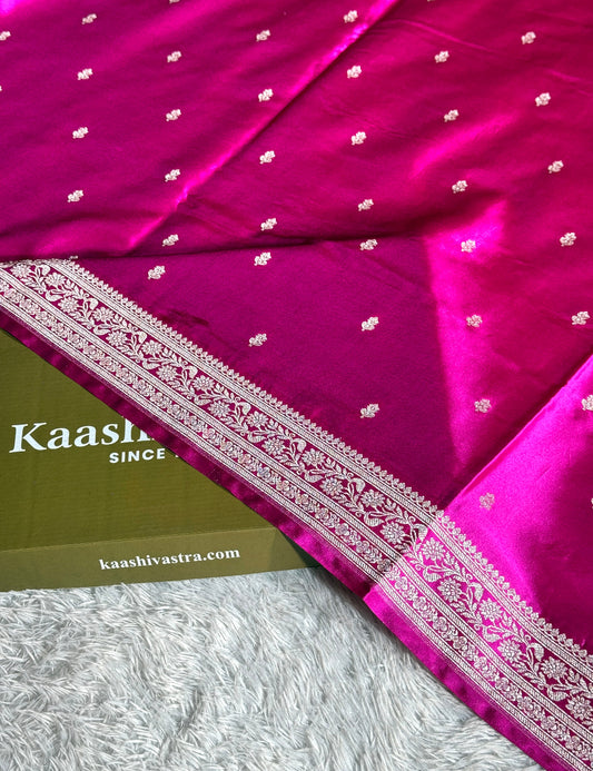 Rani pink premium Banarasi Mashru katan silk saree MK271